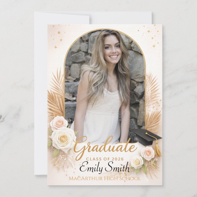 Convites Elegant Arch Photo Graduation Announcement (Frente)