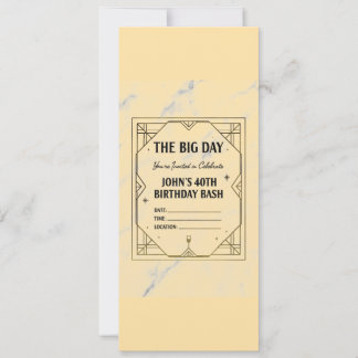 Convites Elegant Art Deco Birthday Invitation on Marble Bac