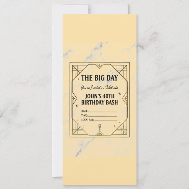 Convites Elegant Art Deco Birthday Invitation on Marble Bac (Frente)
