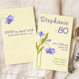 Convites Elegant Art Deco Floral Lavender 80th Birthday 