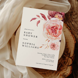 Convites Elegant Autumn Watercolor Floral Baby Shower