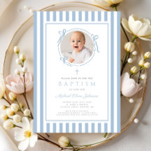 Elegant Baby Blue Bow Photo Boy Baptism