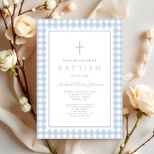 Elegant Baby Blue Gingham Boy Baptism