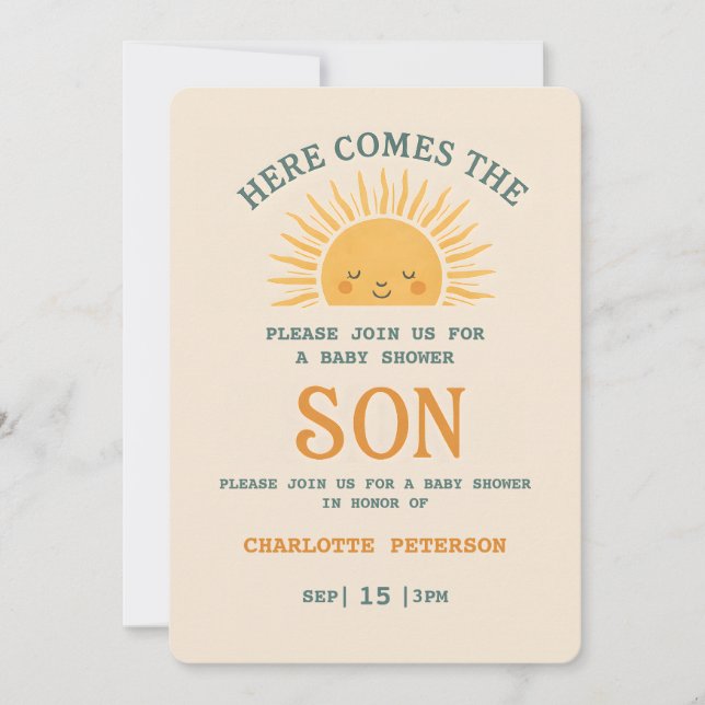Convites Elegant Baby Shower Invitation with Family Name  (Frente)
