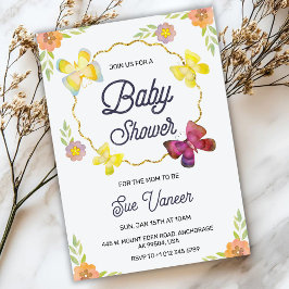 Convites Elegant baby shower Invitation with floral design