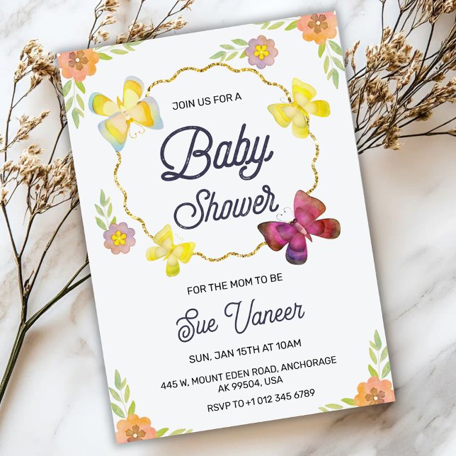 Convites Elegant baby shower Invitation with floral design (Criador carregado)