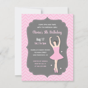 Convites Elegant Ballerina Girls Birthday Party Invitations