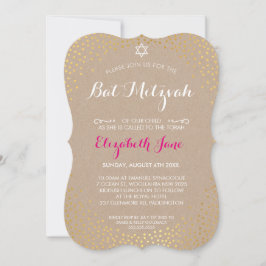 Convites ELEGANT BAT MITZVAH - kraft confetti de ouro russo
