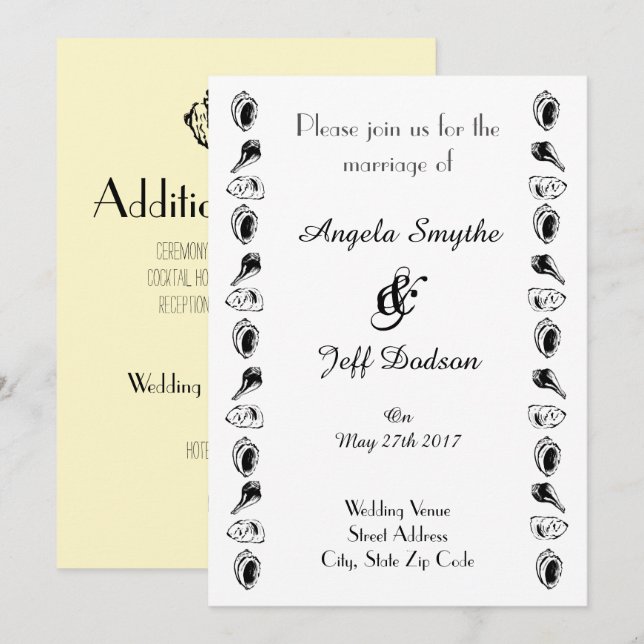 Convites Elegant Beach Wedding (Frente/Verso)