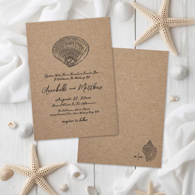 Convites Elegant Beach Wedding (Elegant Beach Wedding Invitation)