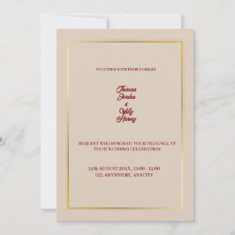 Convites Elegant Beige & Burgundy Floral Wedding Invitation