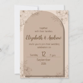 Convites Elegant Beige Floral Wedding Invitation
