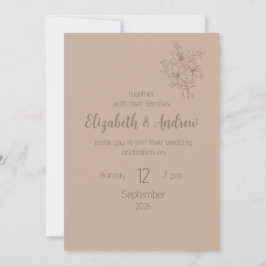 Convites Elegant Beige Floral Wedding Invitation (style 2)