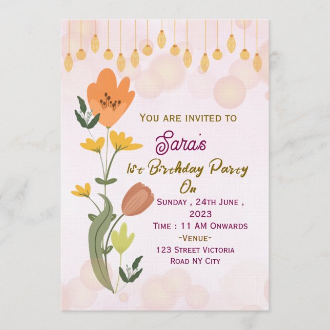 Convites Elegant Birthday Party Invitations  (Frente)