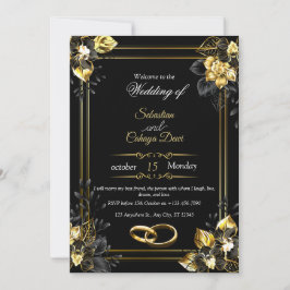 Convites Elegant black and gold summer wedding