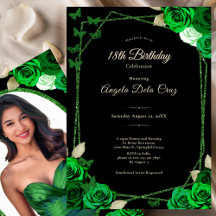 Elegant Black and Green Rose 18th Birthday Debut 