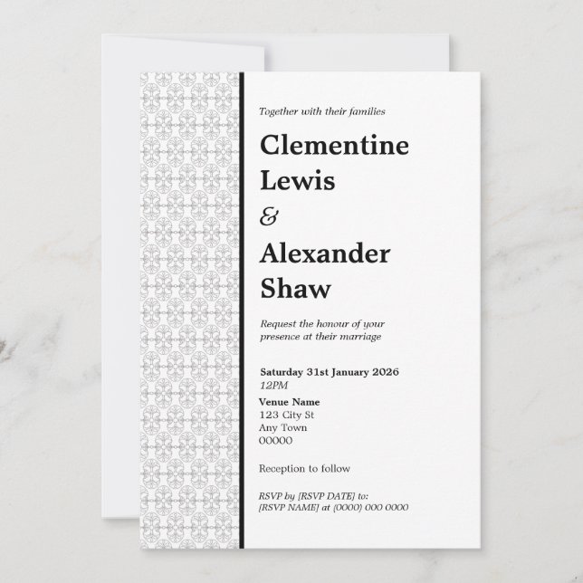 Convites Elegant Black and White Art Deco Style  (Frente)