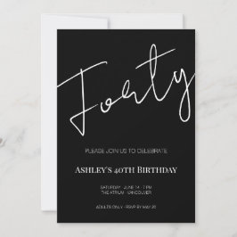 Convites Elegant Black and White Forty 40th Birthday