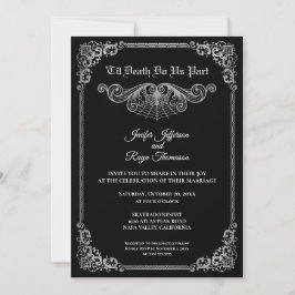 Convites Elegant black and white Gothic wedding Invitation