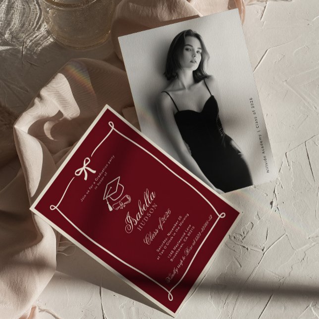 Convites Elegant Black and white photo Graduation (Criador carregado)