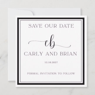 Convites Elegant Black and White Save the Date 