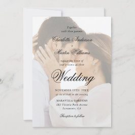 Convites Elegant Black and White Script 2 Photo Wedding