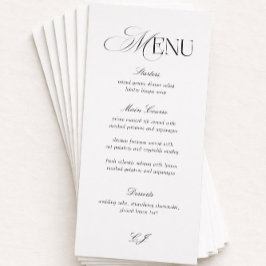 Convites Elegant Black and White Wedding Menu Card
