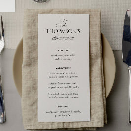 Convites Elegant Black and White Wedding Menu Card