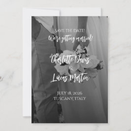 Convites Elegant Black And White Wedding Save the Date Card