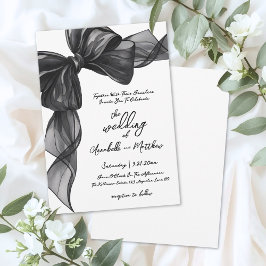Convites Elegant Black Bow Whimsical Wedding