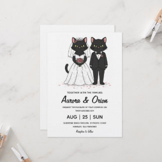 Convites Elegant black cat wedding invitation