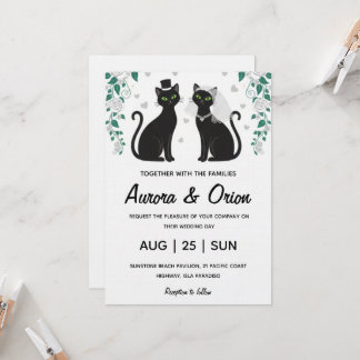 Convites Elegant black cat wedding invitation