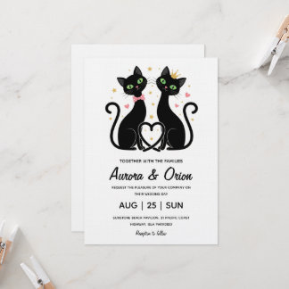 Convites Elegant black cat wedding invitation