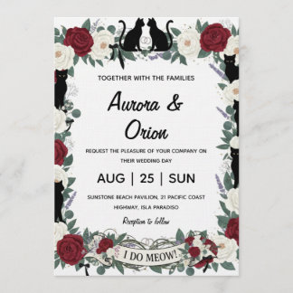 Convites Elegant black cat wedding invitation