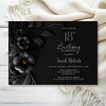 Elegant Black Floral 18th Birthday Party