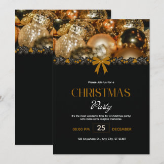Convites Elegant Black Gold Christmas Invitation