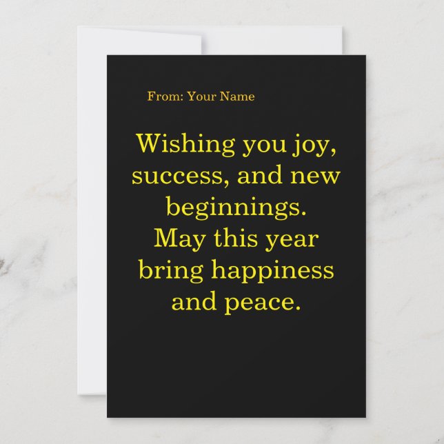 Convites Elegant Black & Gold Happy New Year Greeting Card (Verso)