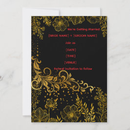 Convites Elegant Black & Gold Wedding Invitation | Luxury 