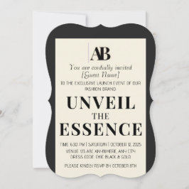 Convites Elegant Black & Ivory Fashion Event Invitation
