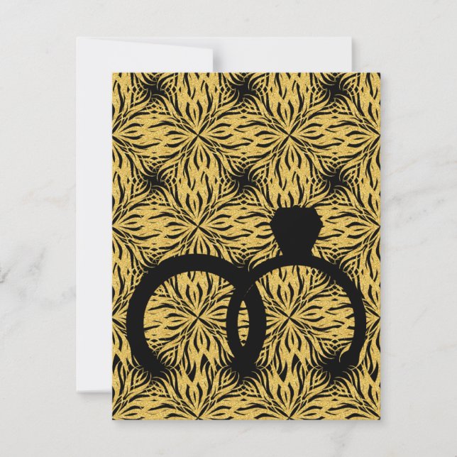 Convites elegant black ring gold star flower (Frente)