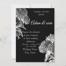 Convites Elegant Black & White Floral Wedding Invitation