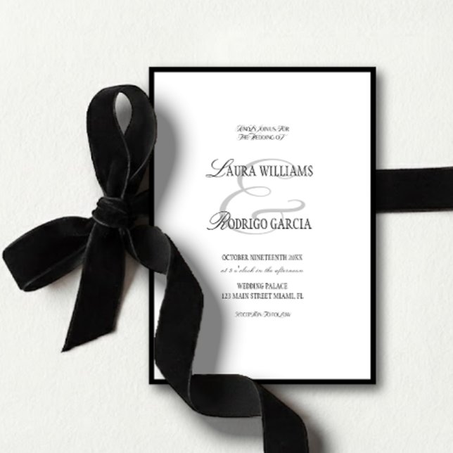Convites Elegant Black White Old Money Wedding (Criador carregado)