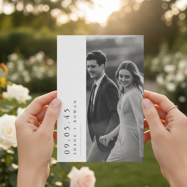 Convites Elegant Black & White Photo  Wedding Invitation  (Criador carregado)
