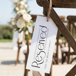 Convites Elegant Black White Reserved Wedding Seating Sign