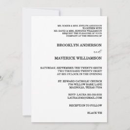 Convites Elegant Black & White Rose Wedding Invitation