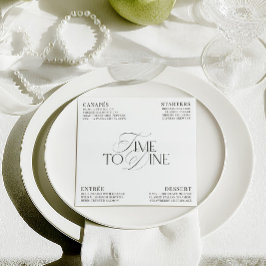 Convites Elegant Black & White Wedding Dinner Menu Card