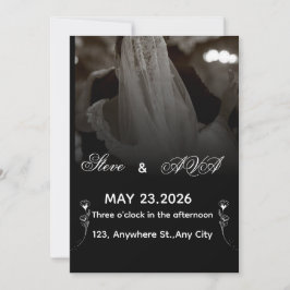 Convites Elegant Black & White Wedding Invitation