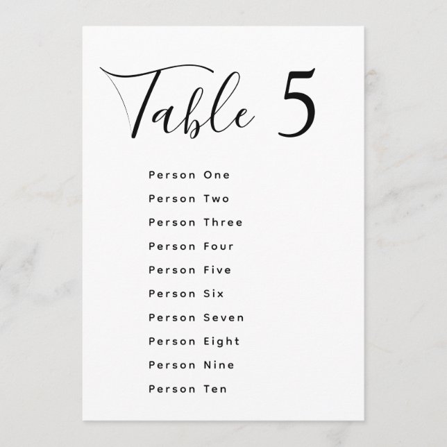 Convites Elegant black & white wedding seating chart cards (Frente)