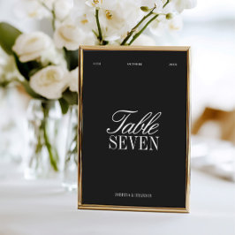 Convites Elegant Black & White Wedding Table Number