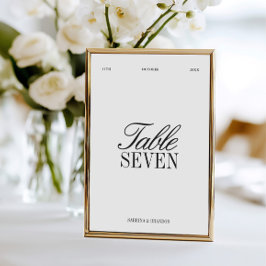 Convites Elegant Black & White Wedding Table Number